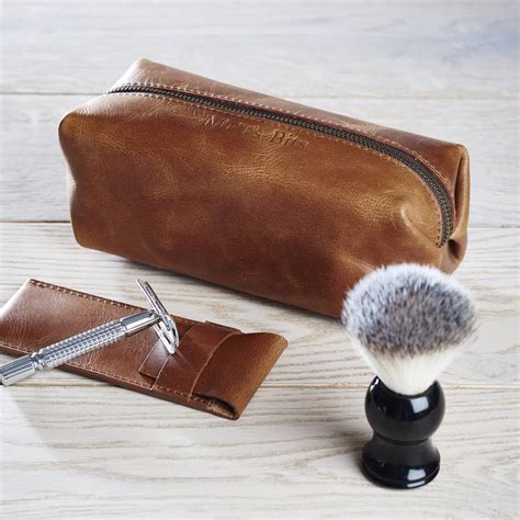 leather shaving kit bag monogrammed.